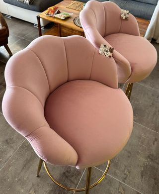 2 TABURETES DE TERCIOPELO ROSA DMORA
