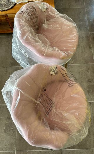 2 TABURETES DE TERCIOPELO ROSA DMORA