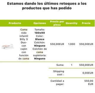 Cama nido de medidas especiales 180x90cm