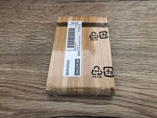 Soporte móvil/tableta, bambú (13x8x2cm) 0,9-1,1 cm