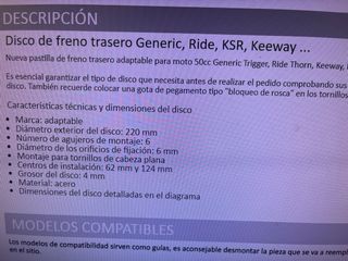Disco freno keeway y otras marcas 220 mm