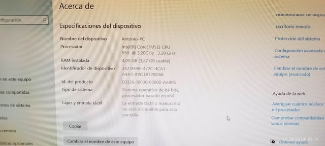 Ordenador de sobremesa + monitor