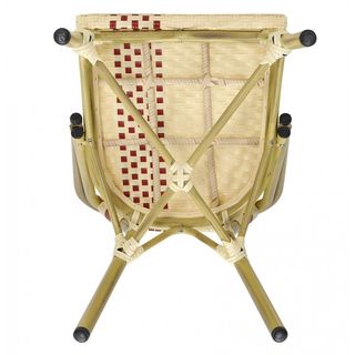 Silla apilable en aluminio y ratán beige y rojo