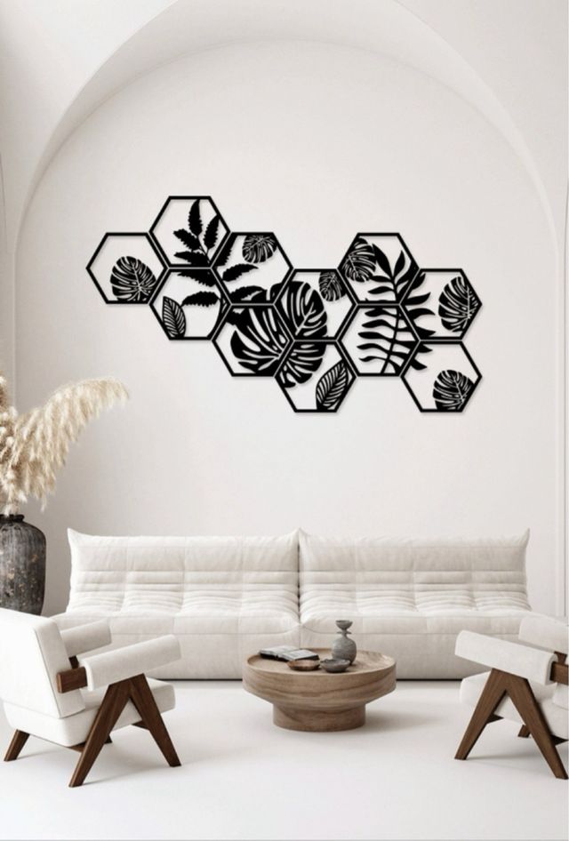 Trittico di piante da parete esagonali