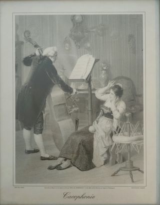 Dos láminas con grabados referentes a la música