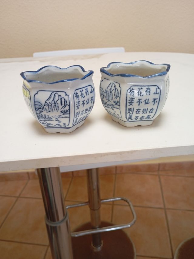 Macetas porcelana china Azul y blanco.