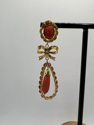 Pendientes de oro 18k largos con corales