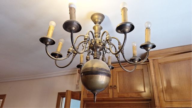 Antigua lámpara holandesa bronce. Del año 1900