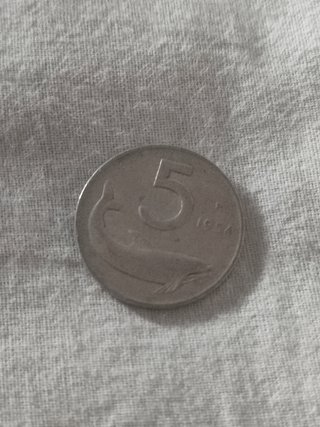 Moneta 5 lire italiane del 1954