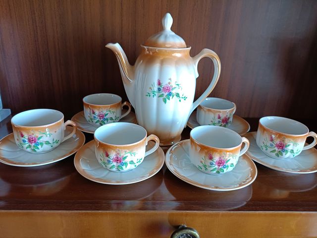 Juego de café de porcelana de 6 servicios