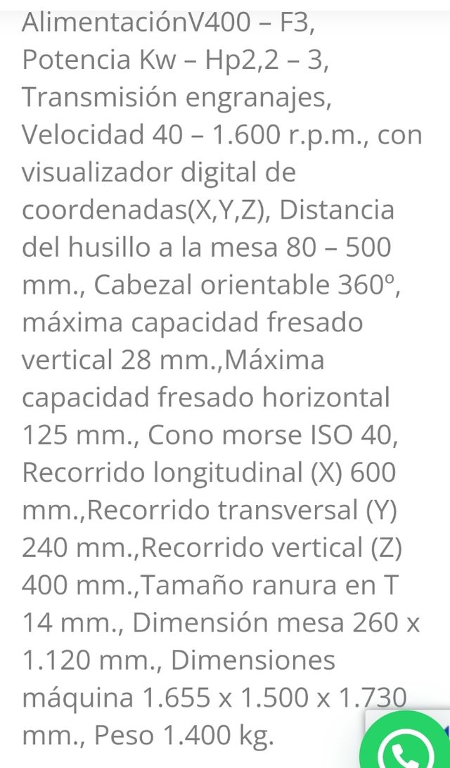 FRESADORA FTX-125-FC FORTEX