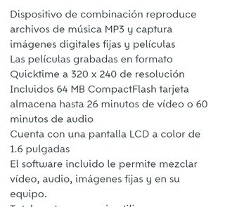 Camara Kodak mc3, video música etc