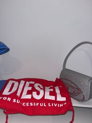 Bolso gris tejido brillante mujer