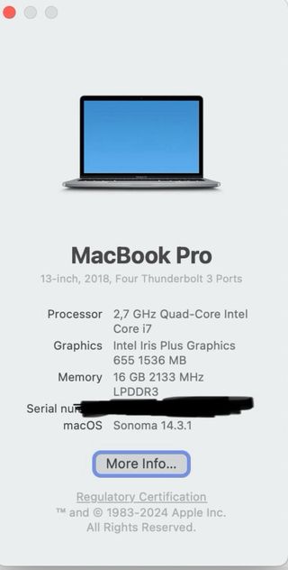 Macbook Pro 13” 2018