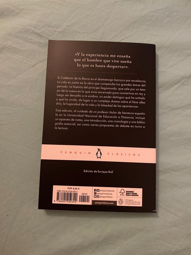 Libro La vida es sueño de Calderón de la Barca