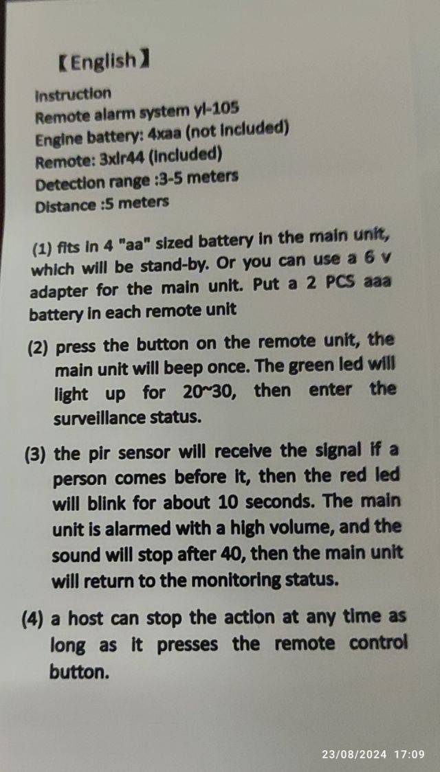 Allarme sensori a infrarossi