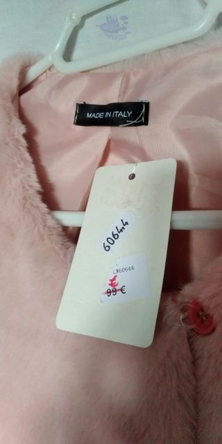 Abrigo de niña en rosa cuello redondo