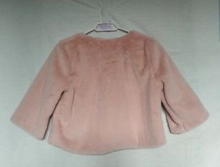 Abrigo de niña en rosa cuello redondo
