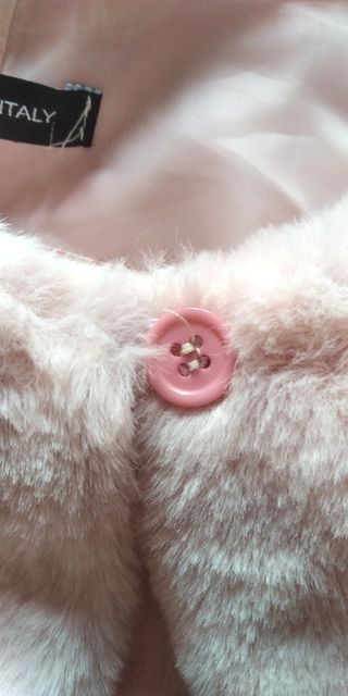 Abrigo de niña en rosa cuello redondo