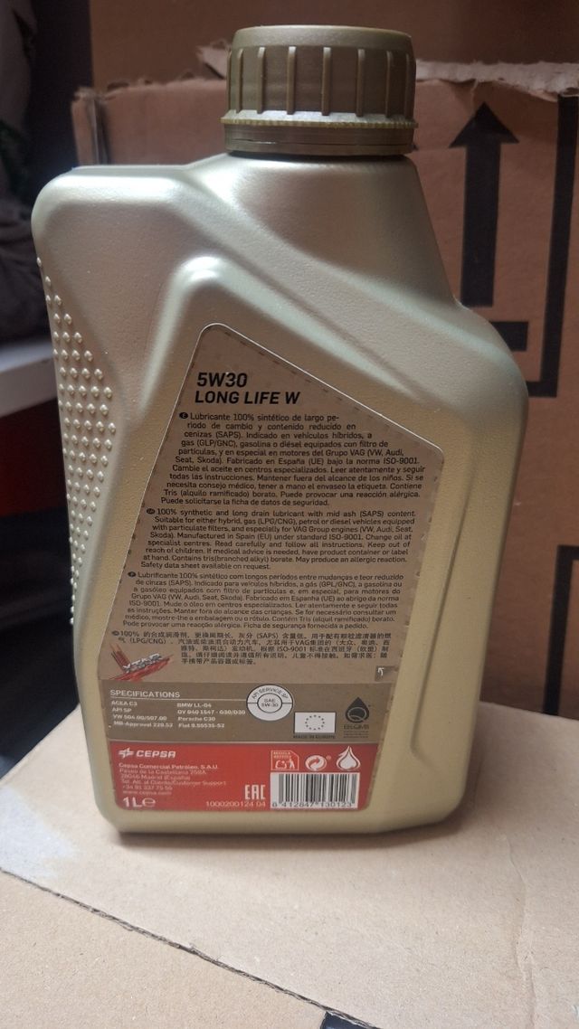 Aceite Cepsa Xtar 5w30 Long Life 1L.