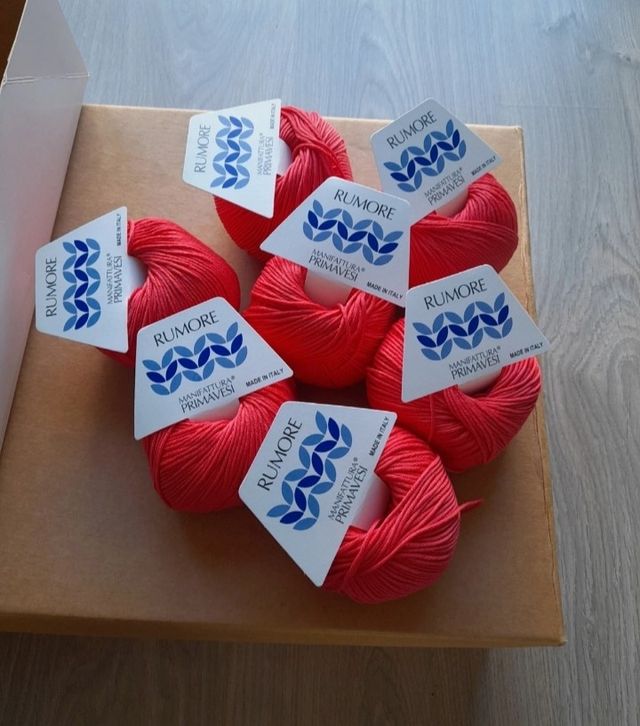 7 gomitoli cotone corallo 