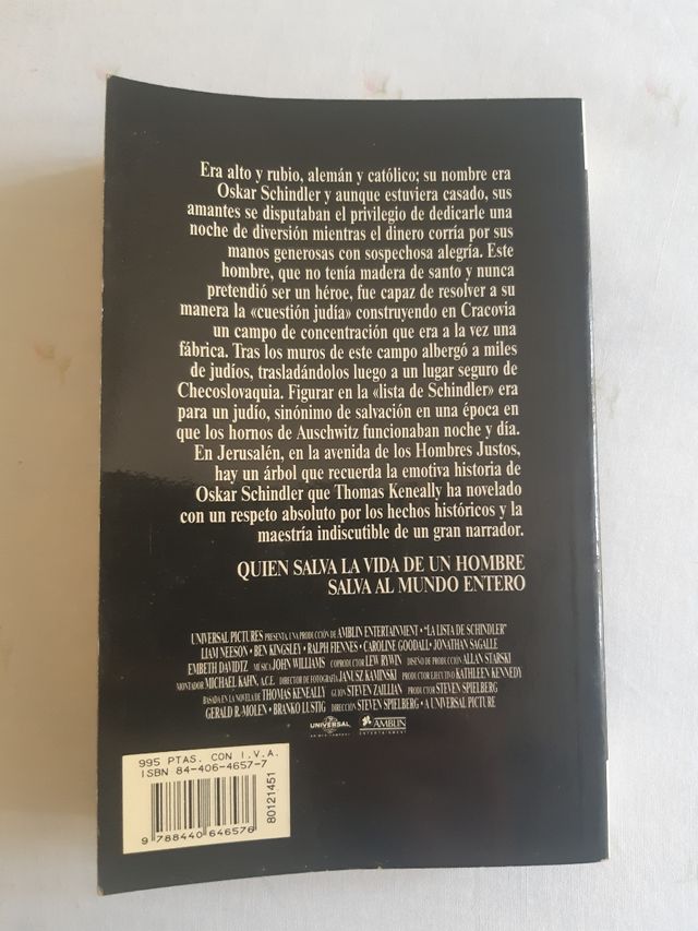 Libro la lista de Schindler