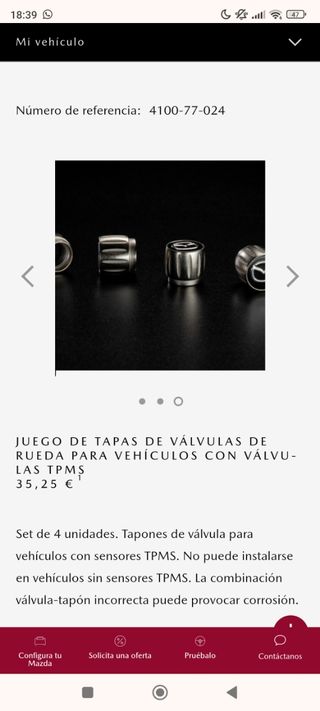 Tapones Mazda casa oficial 