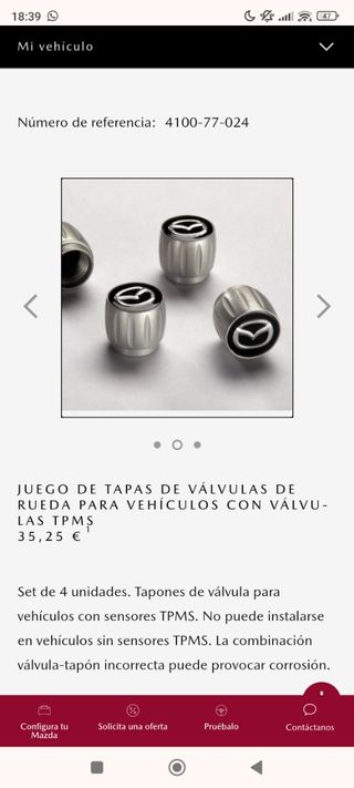 Tapones Mazda casa oficial 