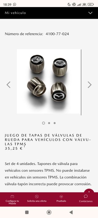 Tapones Mazda casa oficial 