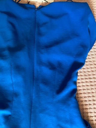 Vestido zara azul crepe aplique escote