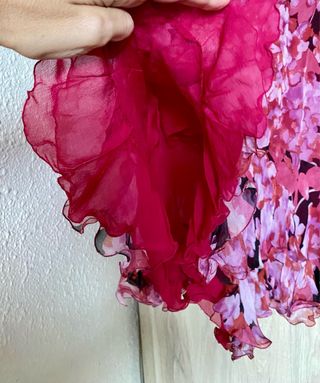 Falda midi seda flores y volantes talla XL