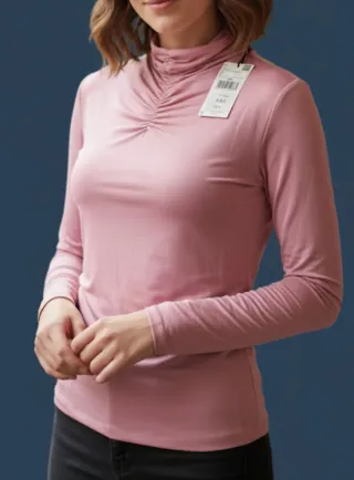 Top manga larga rosa drapeado de MNG. Rebajas