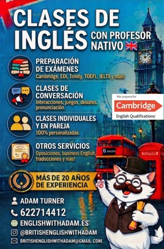 Clases con profesor inglés nativo en Elche/Online