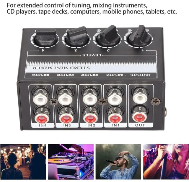 Mezclador audio RCA 4canales.