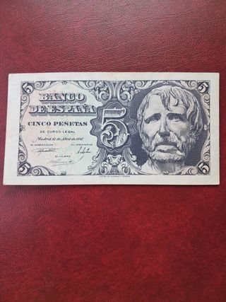 Billete 5 pesetas 1947 serie D