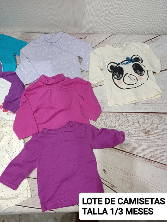 Lote de camisetas 0a3 meses niña