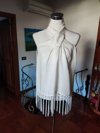 Top donna in lino bianco. Zara. M