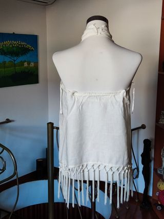 Top donna in lino bianco. Zara. M