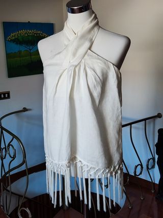 Top donna in lino bianco. Zara. M