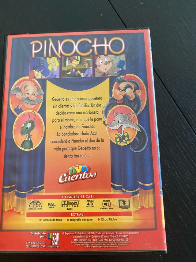 Pelicula Pinocho infantil DVD