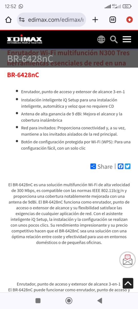 Router 9dBi Edimax BR-6428nC
