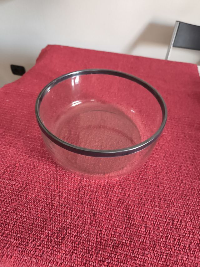 Zuppiera in vetro bordo argento