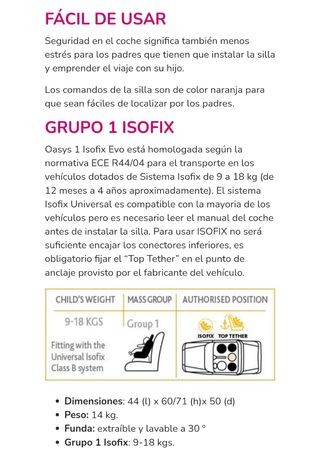 Silla bebe coche Chicco oasys 1 evo