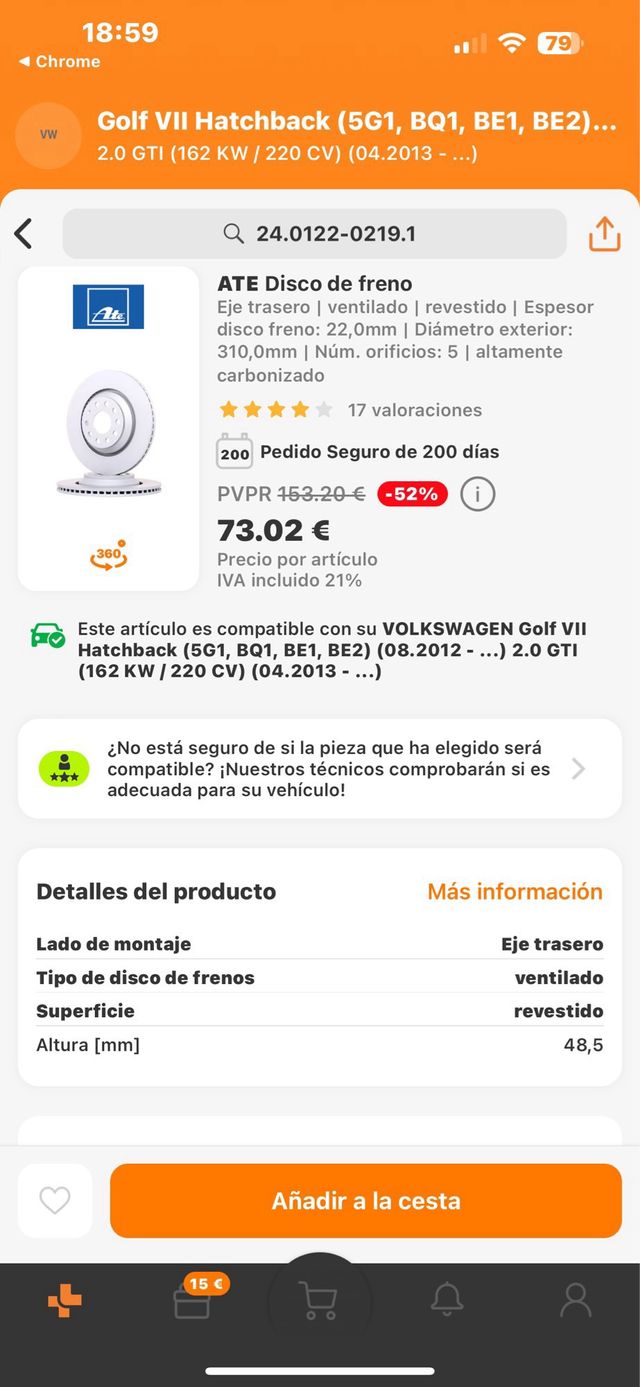 Disco de Frenos Golf VII