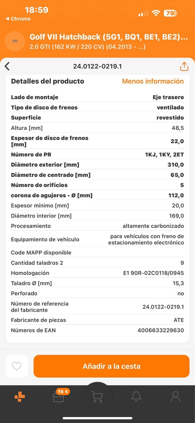 Disco de Frenos Golf VII