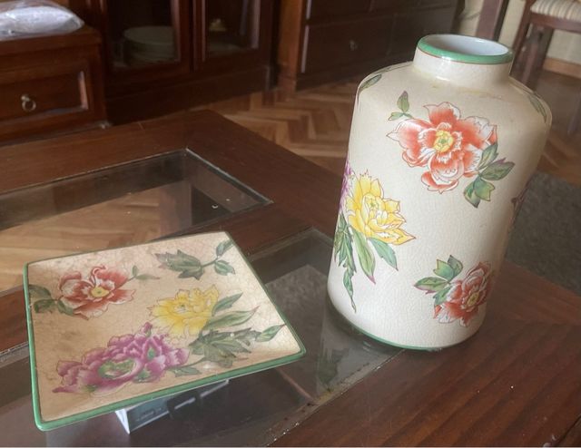 Conjunto jarrón y plato