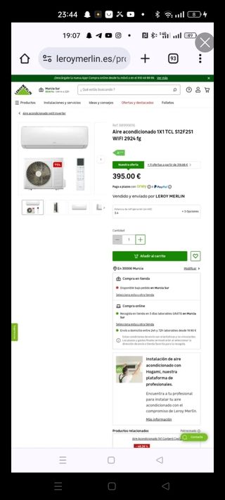 Aire acondicionado con instalación inclu