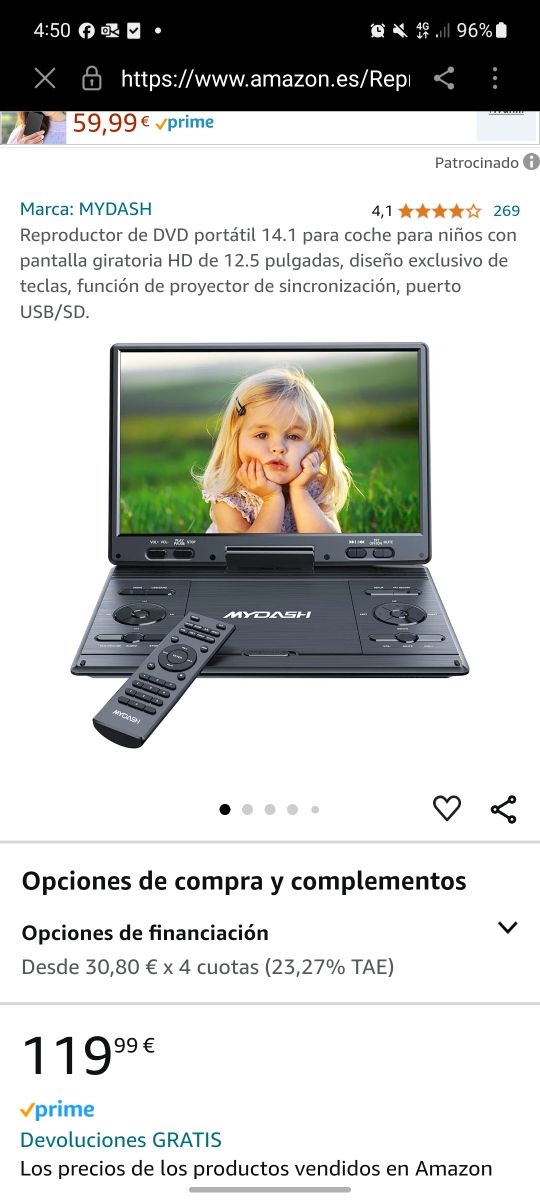 DVD portatil giratorio nuevo a estrenar