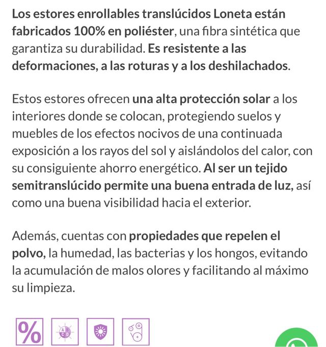 Estor enrollable loneta color lino 90x250