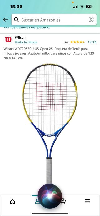Raqueta tenis Wilson niño 140cm altura